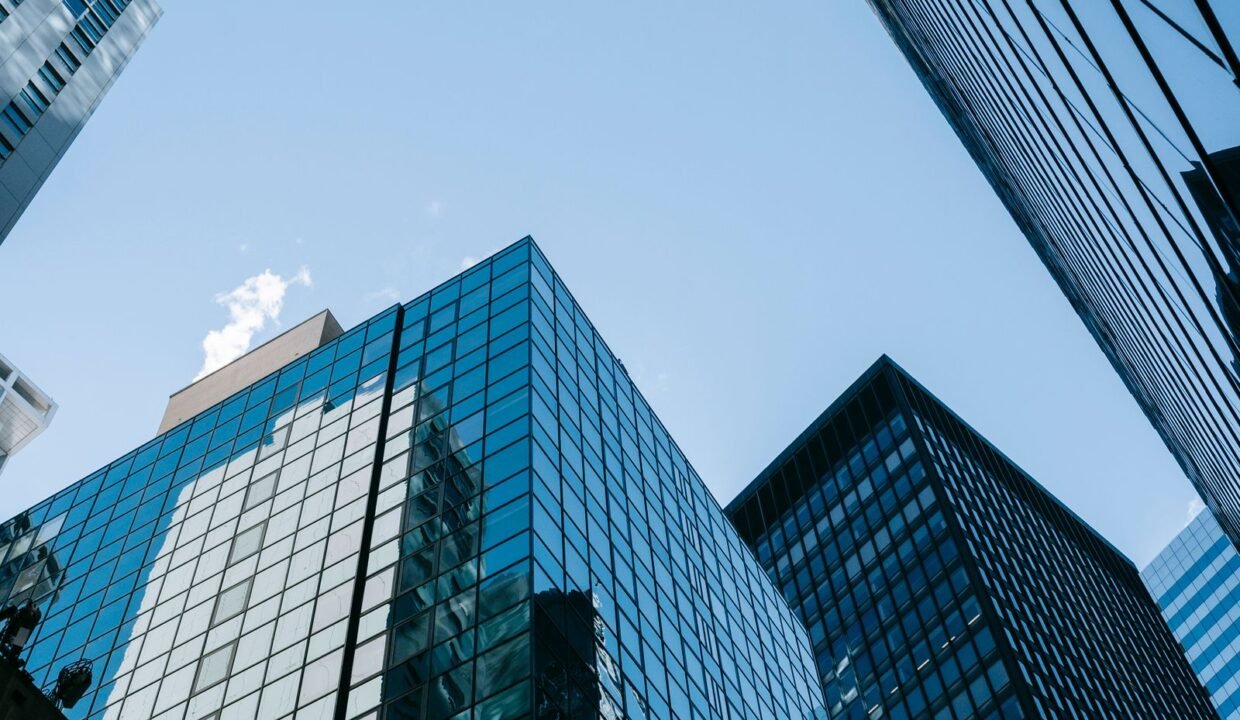 Mirrored high-rise commercial buildings representing Islamabad commercial development